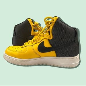 Yellow and Black Nike Air Force 1 Hi Top Sneakers